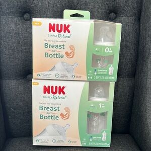 NEW bundle of 6 bottles NUK Simply Natural Breast and Bottle Set 0+